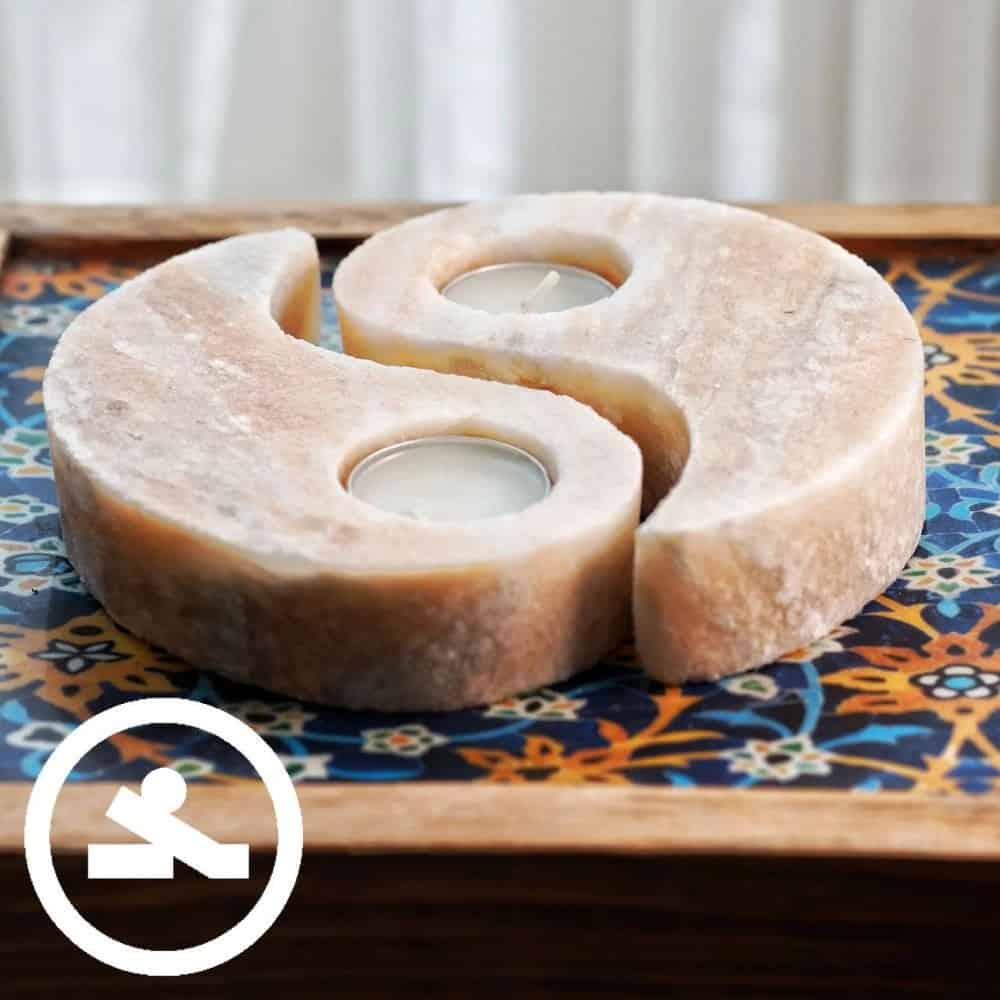شمعدان سنگ نمک مدل بته جقه