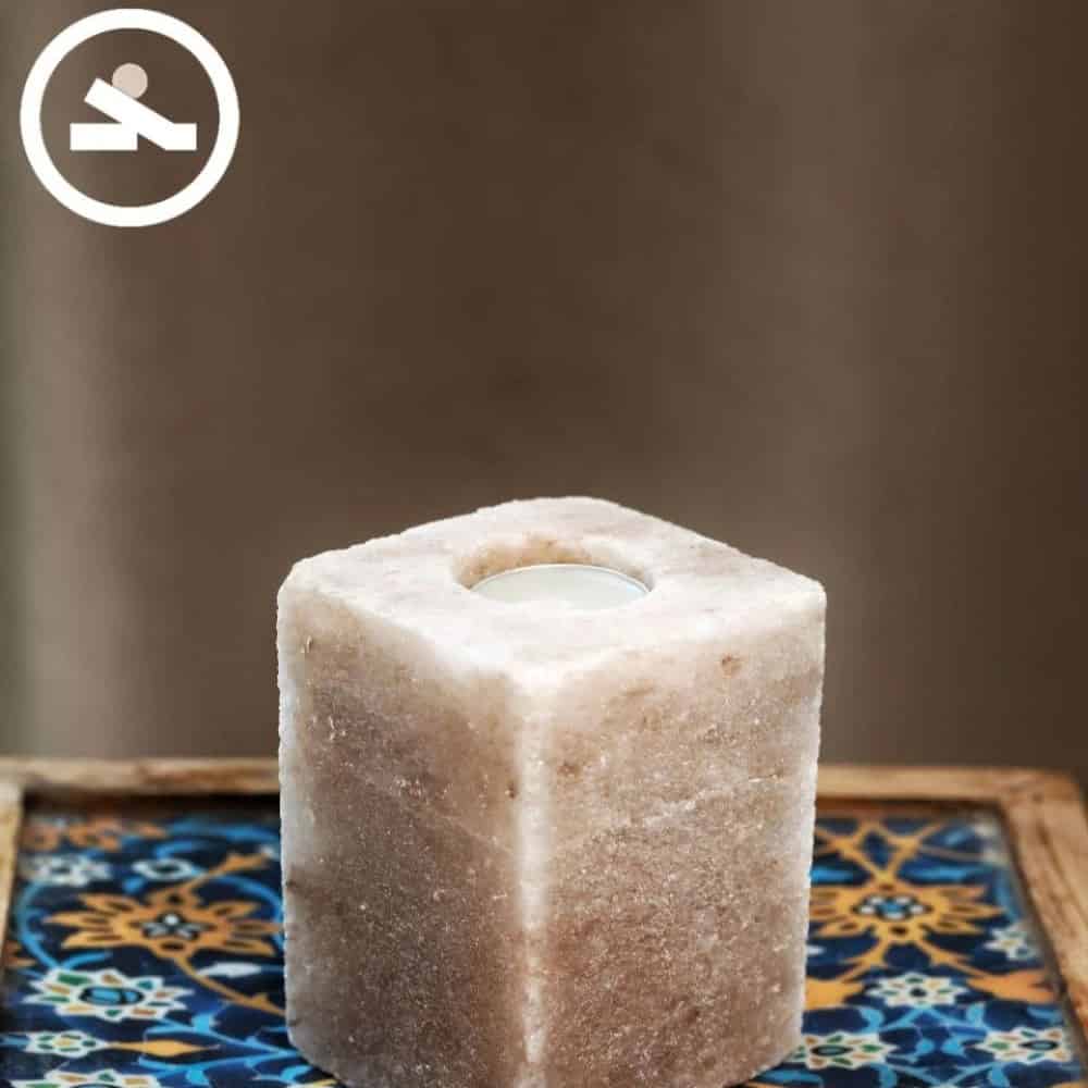 شمعدان سنگ نمک مدل مکعبی و استوانه ای
